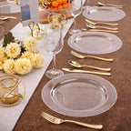 bUCLA 30PCS Clear Plastic Dinner Plates Disposable - 10.25" Heavy Duty Clear Plastic Plates for Party & Wedding