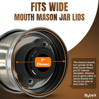 Stainless Steel Coffee Grinder Lid Attachment for Regular Mouth Mason Jars - Manual Crank Burr Grinder for Fresh Coffee, Ideal for Camping, Home Barista, Rust Proof Ceramic Mechanism (Wide)
