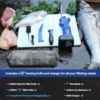 Electric Fillet Knife Cordless Rechargeable for Fishing, with Stainless Steel Blades, 12V High Torque Motor, 2.0Ah Battery, 12" Boning Tool, Includes Charger, Ideal for Filleting & Outdoor Use