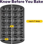 Wilton Gold Non-Stick Bakeware Mini Muffin Pan - Baking Pan for Mini Cupcakes & Muffins - Made Without PFAS - Even Heat Distribution & Scratch Resistant - 16 x 10 x 1 Inch, 24 Cups