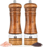 Salt and Pepper Grinder Set, Pepper Grinder，Salt Grinder，Pepper Mill，6 inch Refillable Grinder for Black Pepper，Wooden Salt and Pepper Shakers Set