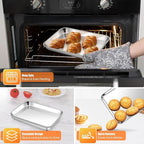 Homikit 2 Pack Baking Sheet, 9 x 7 Inches Stainless Steel Cookie Tray Set for Cooking Toasting, Mini Metal Cookie Toaster Oven Baking Pan Non Stick, Rustproof & Mirror Finish, Dishwasher Safe