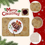 Le courant 16.9in 6PACK Winter Decoration Snowflake Placemats with 6 Coasters, Reversible Faux Leather Easy Clean Waterproof Stain Resistant Place Mats, for Home Party Dining Holiday Table Decor