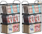 Freezer Organizer Bins, 6 Pack Stackable Deep Chest Freezer Organizer Bins, Foldable Baskets with Handles, Black Storage Container Baskets for 5/ 7 Cu.FT Deep Freezer Sort Frozen Meats