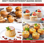 Socisen 24 Cups Silicone Muffin Pan with Metal Reinforced Frame Mini Size Cupcake Pan Tray Egg Bites Silicone Circle Cookie Molds Muffin Tin Tart Pans Baking Sheet Set for Breakfast Sandwiches Round