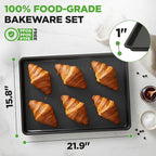 NutriChef Nonstick XL Cookie Sheet Baking Pan - Extra Large 22 Inch x 16 Inch with Raised Edges, Thick Carbon Steel Oven Baking Sheet for Jelly Rolls, Cookies, Cakes, & Pastries - Black