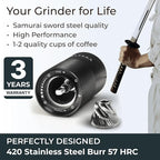 Premium Manual Coffee Grinder for Espresso, Pour Over & French Press with Stainless Steel Conical Burr, Precision Adjustable Hand Grinder, Compact Travel Size - by Alpaca Ventures