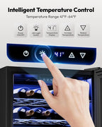 EUHOMY 25 bottle Wine Cooler Refrigerator, Freestanding Compressor Wine Fridge with Adjustable Temperature and Digital Control, Mini Fridge with Glass Door for Red White Wine, Beer, Black