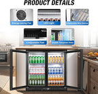 Beverage Refrigerator Drink Fridge, Back Bar Beer Fridge With 2 Glass Door, 35.5 In Height Beverage Cooler, Under Counter Refrigerator, Drink Cooler Undercounter Refrigerators, Outdoor Fridge