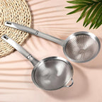 2 Pcs Large Holes Slotted Colander Frying Spoon Set With Handle, Fine Mesh Stainless Steel Sieve Food Strainer, Spider Strainer Skimmer, Handheld For Kitchen Cooking Tool