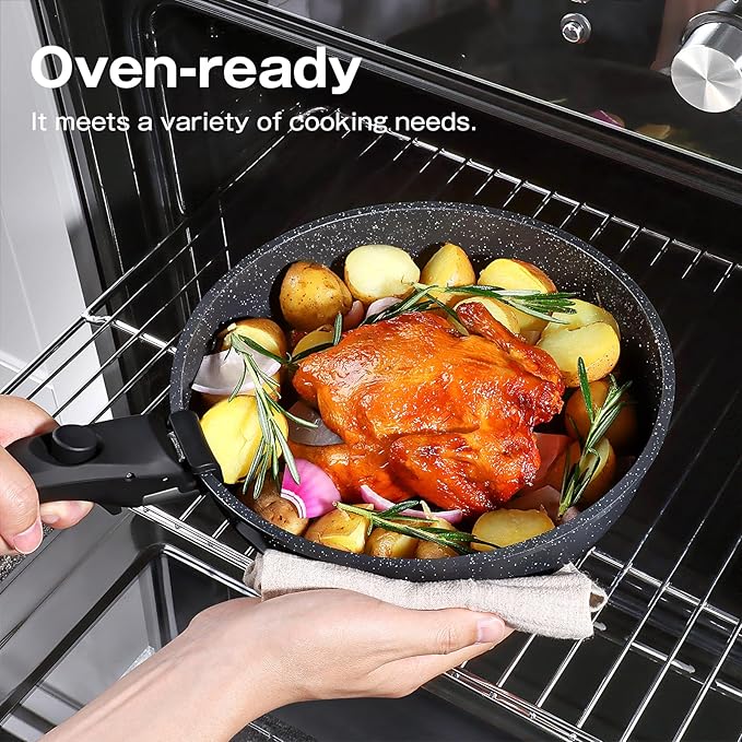 GiPP Ceramic Pots and Pans Set Non Stick, Nonstick Detachable Handle Cookware Sets, Non Toxic Induction Kitchen Pot and Pan with Removable Handle, Healthy RV Cookware, Dishwasher ＆Oven Safe, 7 Piece