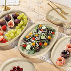theterra Ceramic Serving Platter, 15.6"/14.4"/12.2" Oval Serving Dishes for Entertaining, Oven Safe, Microwave Safe, Serving Plates Set of 3 for Wedding, Party, Turkey, Cappuccino