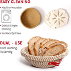KneadAce Sourdough Starter Kit – 24oz Starter Jar, 2 Cotton Rope Banneton Proofing Baskets, Magnetic Bread Lame for Scoring – Gift for Bakers & Complete Sourdough Bread Baking Set