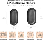 SANGO Anderson Serving Platters Set of 2, 14/12 Inch Stoneware Serving Dishes for Entertaining, Semi-Matte Party Serving Trays for Food, Buffet Oval Platters for Bread, Appetizer, Cheese, Matte Black