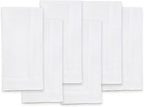 Solino Home White Linen Napkins Set of 6-100% Pure Linen Hemstitch Dinner Napkins 20 x 20 Inch for Winter, Valentines, Holiday, New Year - Classic Hemstitch