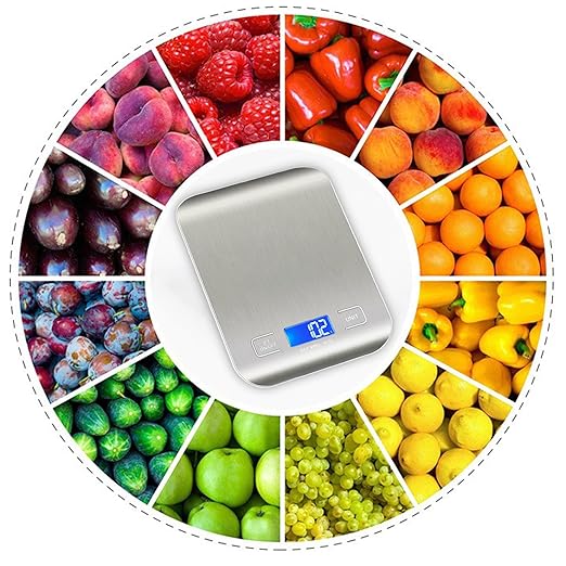WIWUE GUO Food Scale, Kitchen Scale, Weight Scale Grams and Ounces for Weight Loss, Baking, Cooking, Keto and Meal Prep, LCD Display, 304 Stainless Steel