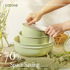 CAROTE 25-Piece Ceramic Cookware Set, Nonstick Pots and Pans Set with Detachable Handle, Non-Toxic Kitchen Cooking Set, Dishwasher & Oven Safe, Induction Compatible, PFAS Free, Green