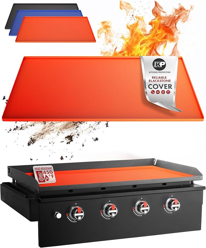 KITCHEN PERFECTION 36" Premium Silicone Griddle Cover Mat For Blackstone Griddle 36 Inch - Hermetic Protection From Rust & Debris All Year, Fits All Blackstone 36 Inch Models - Food Grade Silicone