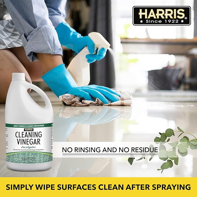 HARRIS Cleaning Vinegar All Purpose Household Surface Cleaner, 128oz (Eucalyptus) with Easy Pour Funnel Included