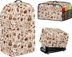 Coffee Tea Patterns Small Kitchen Appliance Protection Bread Toaster， Blender, Slow Cooker Cover， Dust Fingerprint Protection Kitchen Accessories Set 3PCS