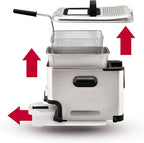 T-fal 3.5L Stainless Steel Deep Fryer with Basket for Home Use, 1700W, Deep Fryer with Oil Filtration, Temp Control, Digital Timer