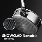 SNOWCLAD Frying Pans Nonstick with Lid,Hybrid Non Stick 5 Quart Saute pan,PFOA Free Cookware,Stainless Steel skillet,12 inch Deep Saute Pan,Dishwasher&Oven Safe,Works on All Cooktops