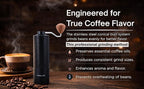 Manual Coffee Grinder - Adjustable Setting for French Press/Espresso Adjustable Setting for French Press/Espresso - (Storing tin + cleaning brush + measuring scoop)