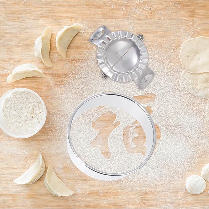 SOLUSTRE Dumpling Maker Set Stainless Steel Dumpling Molds Stuffing Spoon Cutter 5pcs Kitchen Gadget Set and Cooking