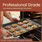 BAKKEN Kitchen Baking Pans - Small, Medium, and Large Cookie Pan (13.58×9.65, 15.75×11, 17.91×12.60), Nonstick, Diamond Texture Bottom, PFOA, PFOS, PTFE Free, Oven Safe Tray (450°F), Pack of 3, Gray