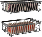 UMDONX Freezer Organizer Bins – Expandable from 11.2" to 17.7", Fit 5–10 Cu.Ft Chest Freezer, Hanging Storage Baskets for Deep Freezer, Easy Slide Access, 2 Pack (Black)