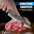 Sunnecko Damascus Kitchen Knife Set 4 Piece, Sharp Chef Knife Set Professional Kitchen Knives Sets Full Tang with Gift Box