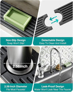 Stone Faucet Mat for Kitchen Sink, Diatomite Sink Protectors - Prevent Moisture Drying Stone Tray Fit Kitchen Counter & Bathroom Counter (Dark Gray, 15.8" x 4")