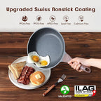 SENSARTE Nonstick Frying Pan Skillet, Swiss Granite Coating Omelette Pan, Healthy Stone Cookware Chef's Pan, PFOA Free (8/9.5/10/11/12.5 Inch) (10 Inch) (Pack of 2)