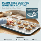 Gotham Steel 6 Pc Stackable Baking Pans Set, 70% Space Saving Design, Ceramic Bakeware Sets Non Toxic Made Without PFOA PFOS, with Baking Sheet Tray, Cake & Muffin Pans, Oven & Dishwasher Safe