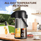 Coffee Carafe for Keeping Hot - Gezoss 64OZ / 1.9L Airpot Coffee Dispenser with Pump - Large Coffee Carafe for Hot Drinks Tea Liquid - Insulated Stainless Steel Hot Water Beverage Urn for Parties