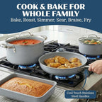 Granitestone Ceraluxe 20 Pc Ceramic Cookware Set Nonstick, Complete Pots and Pans Set Non Stick with 5 Pc Bakeware Set, Deep Frying Pan Set, & Steamer, Non Toxic PFOA Free, Oven & Dishwasher Safe