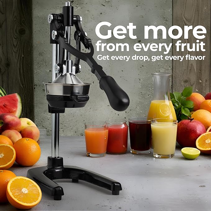 Zulay Kitchen Extra Tall Citrus Press Manual Juicer - Manual Orange Juice Squeezer, Fits Tumblers, Tall Glasses and Cups - Fruit Press & Juice Press, Juice Presser Machine & Citrus Juicer Manual