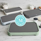 Martha Stewart 12” x 22” Electric Griddle, XL Ceramic Nonstick Flat Top Cooking Surface, Adjustable Temperature Dial, Drip Tray, Dishwasher Safe, 1500W Fast Even Heating, Pancakes & Eggs, Linen White