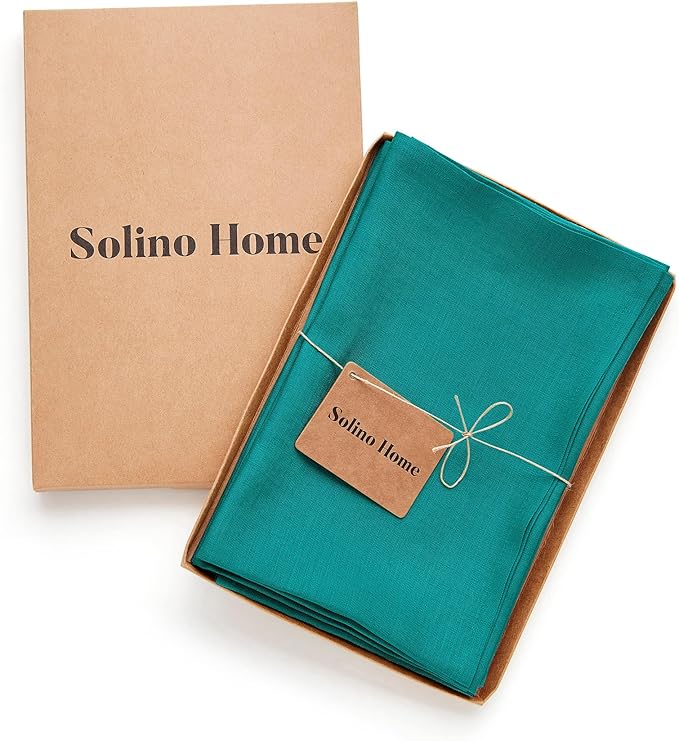Solino Home Linen Cloth Napkins Set of 4-100% Pure Linen Teal Dinner Napkins 20 x 20 Inch - Fete, Handcrafted and Machine Washable
