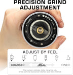 COLETTI Crag Manual Coffee Grinder — Hand Coffee Grinder — CNC Burr Precision Hand Grind, Heavy Duty for Travel, Camping, Hiking & Adventure – Includes Brush [Silver Coat]