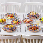 vancasso 12 Pieces Dinnerware Sets, Orange Plates and Bowls Set, Porcelain Dishes Set for 4, Microwave and Dishwasher Safe, Scratch Resistant, Bohemian Style Dining Ware Service for 4, Series SIMI