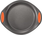 Rachael Ray Yum -o! Nonstick Bakeware Baking Pan With Grips / Nonstick Cake Pan With Grips, Round - 9 Inch, Gray