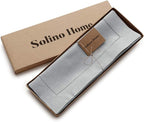 Solino Home Linen Placemats Set of 4 - Classic Hemstitch Soft Grey Placemats 14 x 19 Inch - 100% Pure Linen Table Mats for Winter, New Year