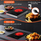 Dual Coils Design of Single Burner Electric Cooktop, 1800W Infrared Ceramic Hot Plate for Cooking, Portable Countertop or Built-in Radiant Stove Top Cooker, Compatible with All Cookware