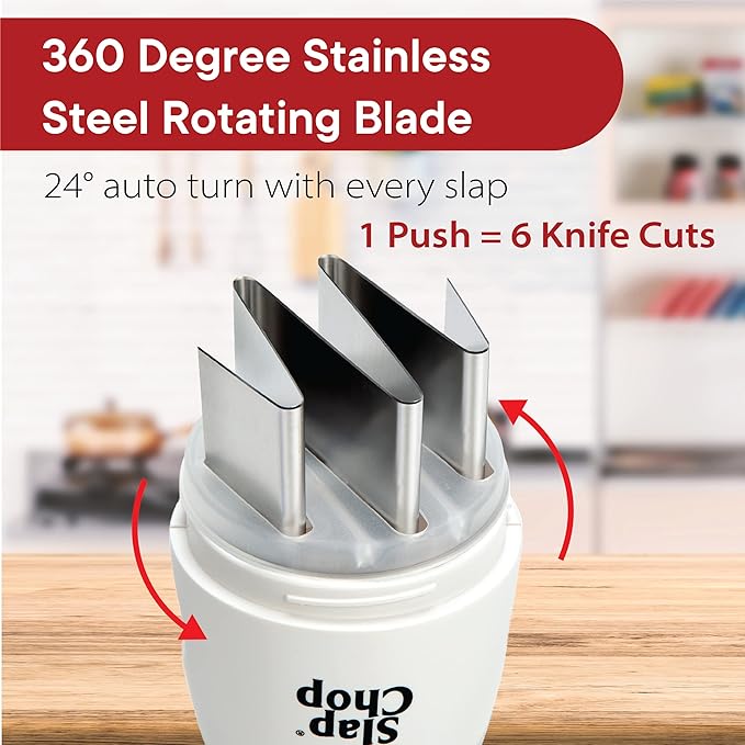 Original Slap Chop Slicer with Stainless Steel Blades & Cheese Graty | Manual Food Chopper & Twist Grater for Cheese, Vegetables, Salad Toppings, & More | Lightweight & Easy to Clean
