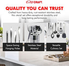 Chef Craft - 8 Piece Stainless Steel Kitchen Utensils Set with Utensil Holder