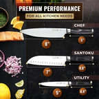 Cutluxe 3-Piece Chef Knife Set – Ultra Sharp Japanese Kitchen Knives, High Carbon Stainless Steel Blades, Full Tang Pakkawood Handles – Shinobi Series