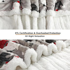 Electric Heated Blanket Queen Size - 84"x90", 10 Heating Levels, 1-12 H Auto Shut Off, Dual Controllers, Breathable Flannel Warm and Washable for Bed, Santa Claus for Christmas