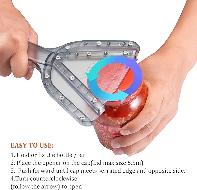 Uinxan Jar Opener for Weak Hand & Seniors with Arthritis,Easy Twist Off Bottle Caps,Patent | Unique Kitchen Gadgets,Handheld Lid Top Open for Elderly/Women/Men (Purple)