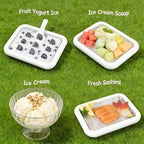Rolled Ice Cream Maker, New At-Home Ice Cream Roller Maker, DIY Fun Family Activity Instant Ice Cream Tray with Instant Freeze Tray and 2 Scrapers(White+Pink)